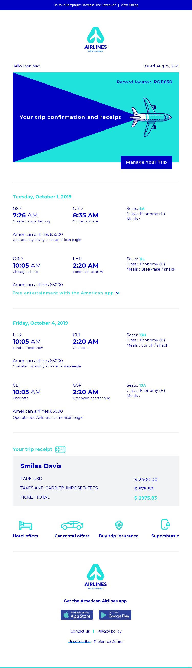 Airlines Email
